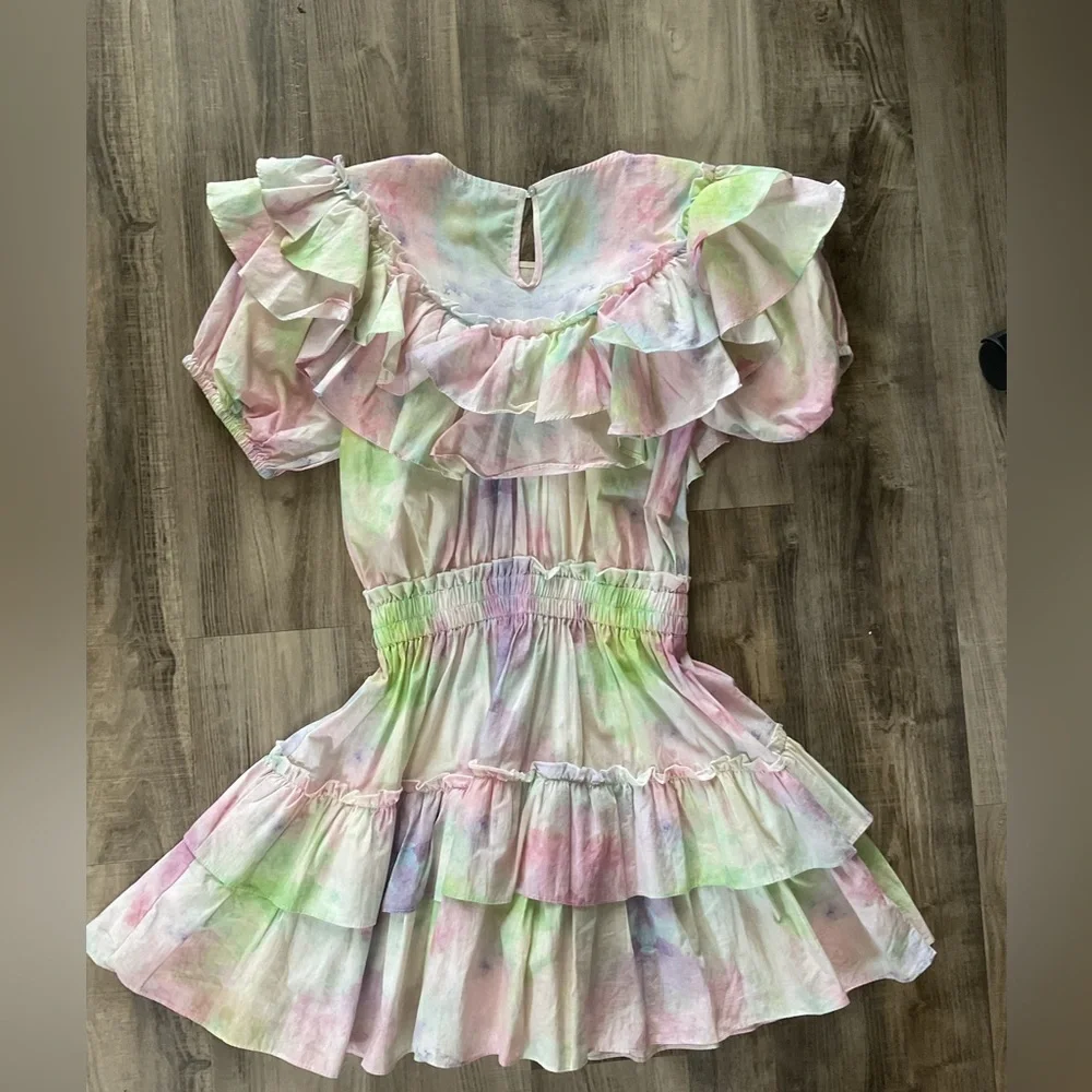 Stellah Watercolor Floral Ruffle cotton dress size S - Picture 7 of 8